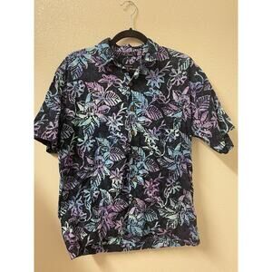 PETE HUNTINGTON MENS S AZTEC FLORAL TIE DYE BALI BUTTON SHORT SLEEVE CAMP SHIRT